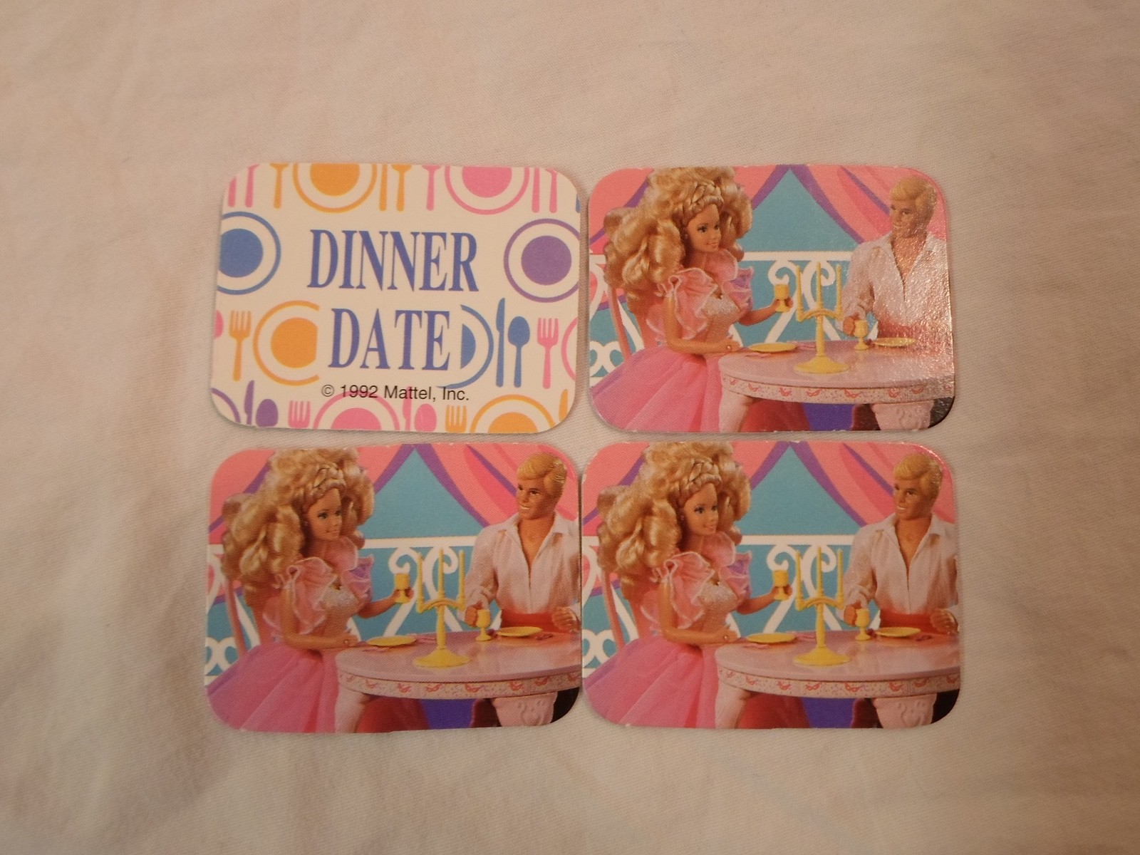 *Replacement Parts* Barbie Dream Board Game 1992 **Lot of 4 Dinner Date Cards**