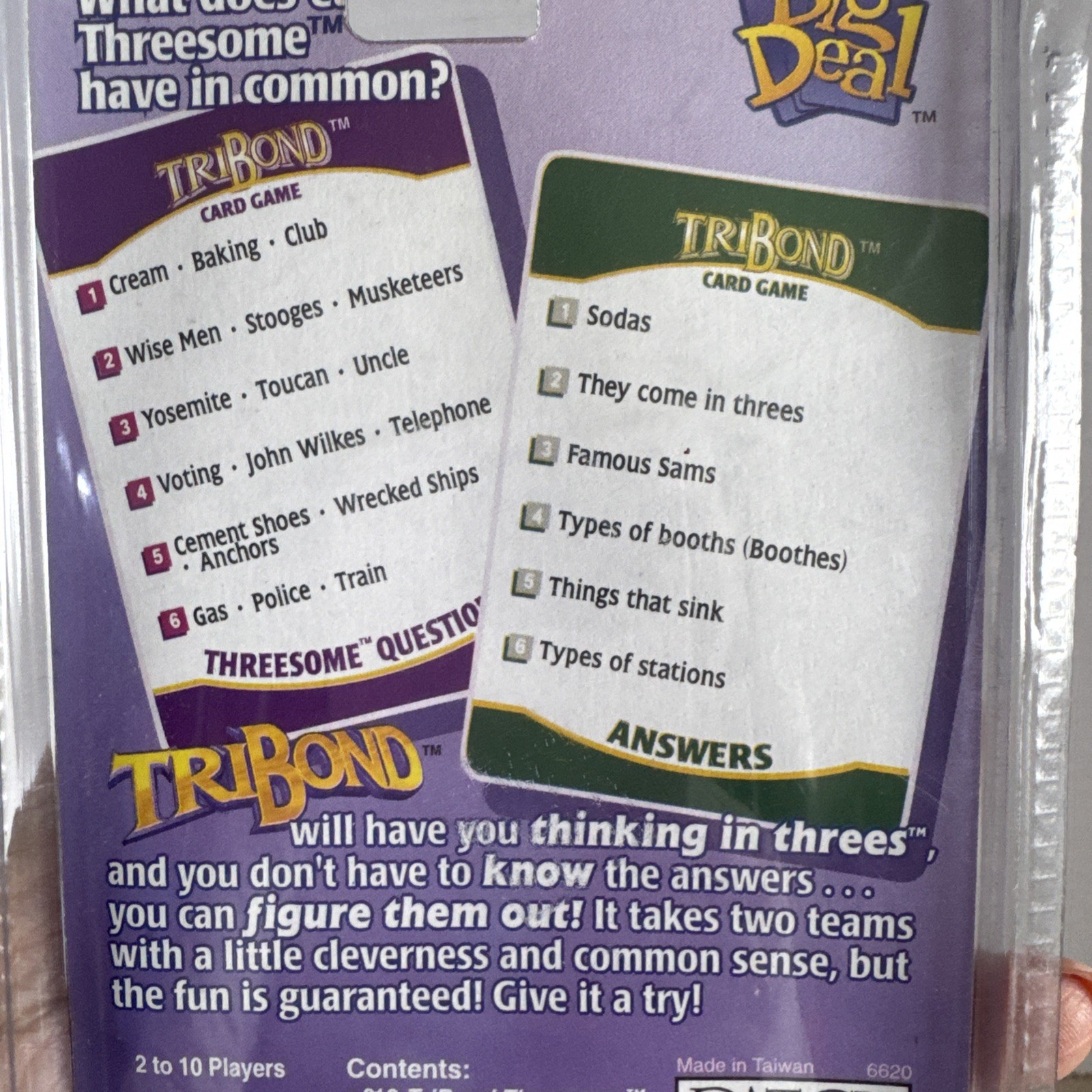 TRIBOND Card Game Patch Products New Find The Bond By Thinking In Threes Age 12+