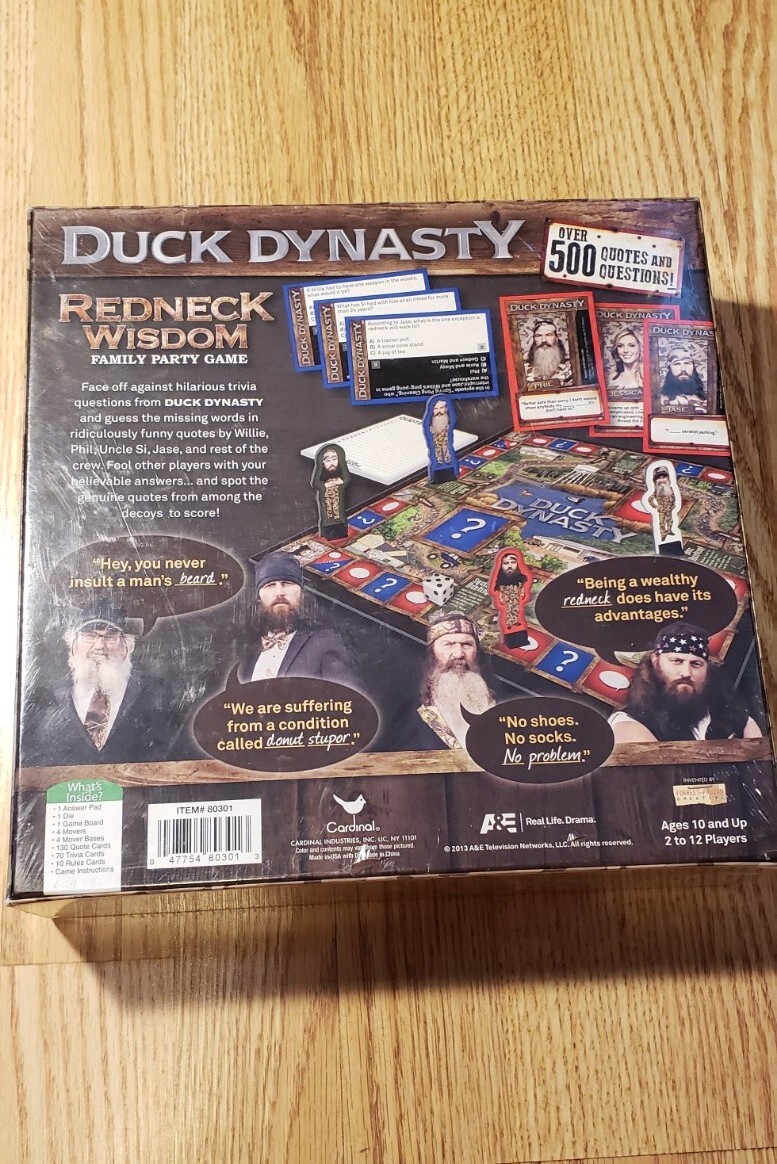 Duck Dynasty Board Game New 2 to 12 Players Redneck Wisdom Party Factory Sealed