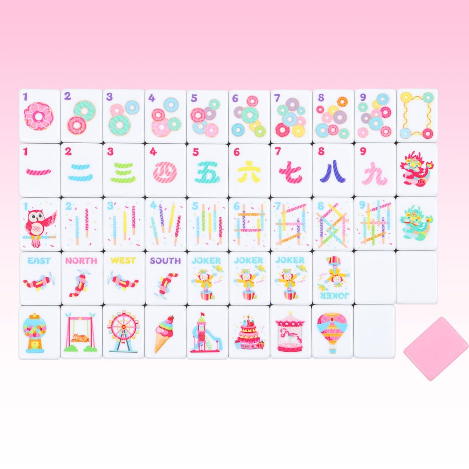 160 Pink American Printed Mahjong Game Set with Carrying Bag and Accessories