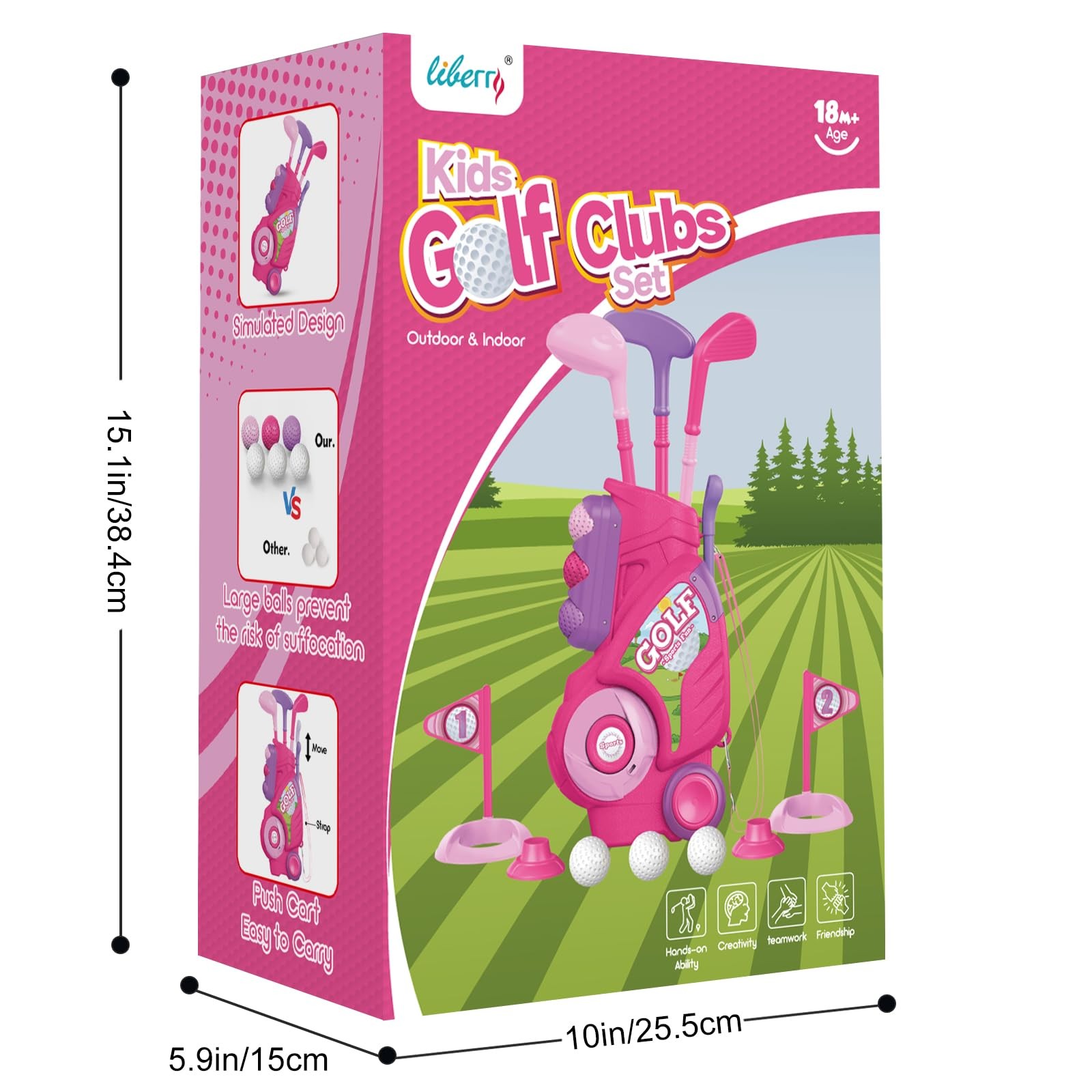 Liberry Toddler Golf Set for 1 2 3 4 Years Old Upgraded Kids Cart with Unique