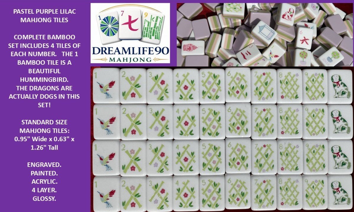 PASTEL PURPLE 4 Layer Acrylic Mahjong Tiles American Set 160 Tiles US SELLER!