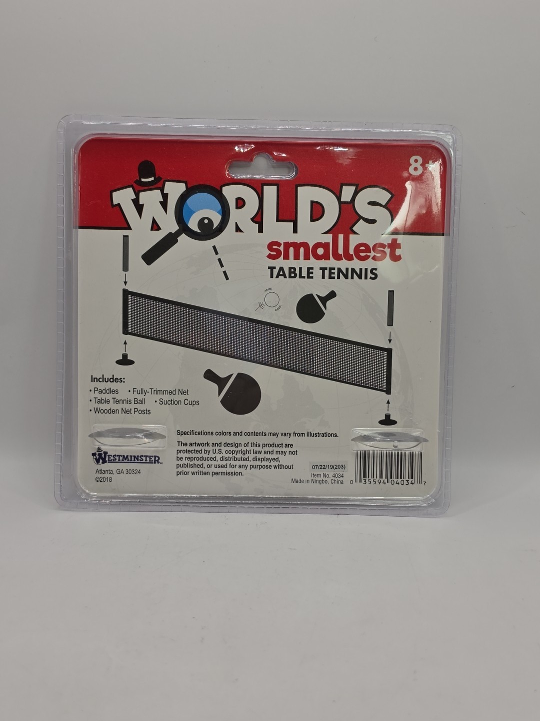 Westminster World’s Smallest Table Tennis Set NEW SEALED Gag Collector Gift