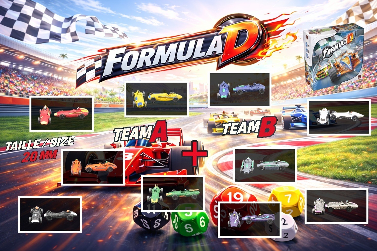 Formula D Vintage F1 Cars Set | 20 Classic Formula One Miniatures | Board Game