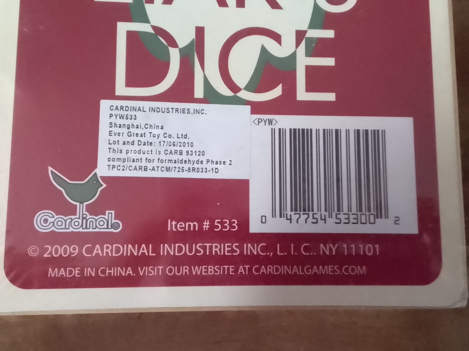 FACTORY SEALED – Liar’s Dice in Wood Box