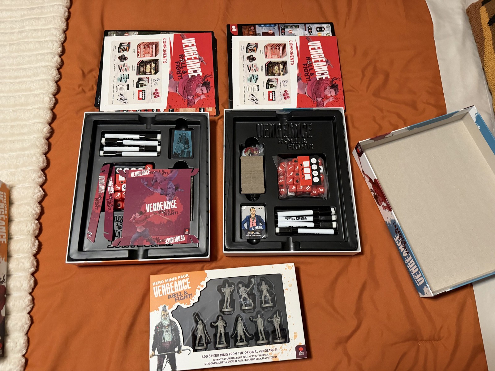 MIGHTY BOARDS: VENGEANCE: ROLL & FIGHT EPISODES 1 & 2 BOARD GAMES with Minis!