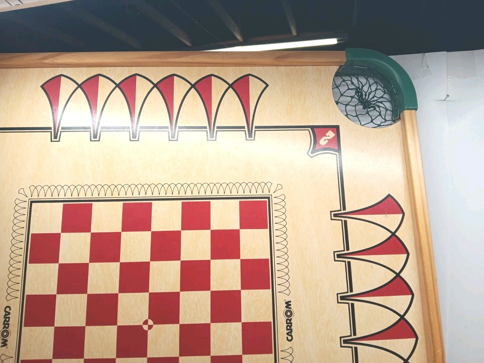 Vintage Carrom Double Sided Board With Pool Cues & Accessories