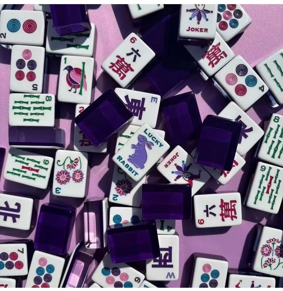 Classic Lucky Rabbit Style Purple American Mahjong 160 Tiles