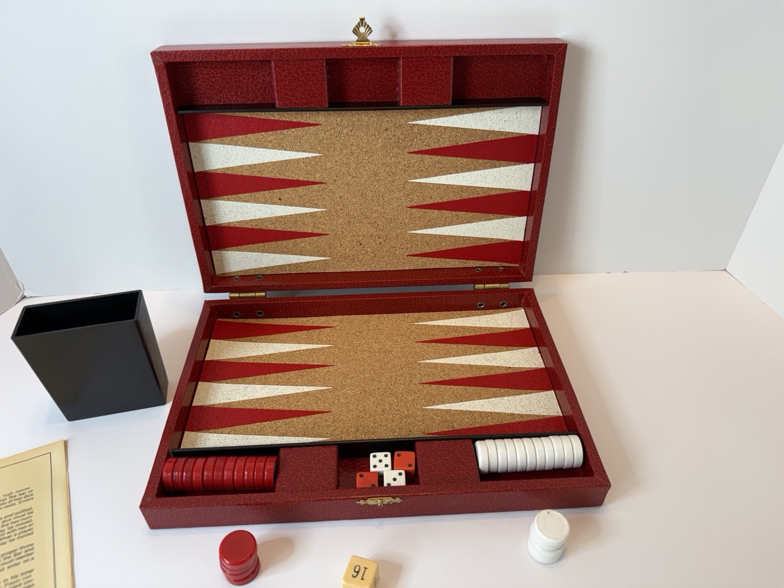 Design Philipp Sweden Backgammon Set Red Case Cork Board JC Penney Magnetic VTG