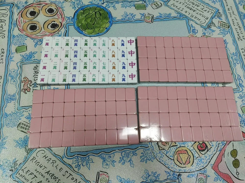 Pink American Mahjong 4-layer Acrylic Tiles 160 tile Game(1S-4-2-(02