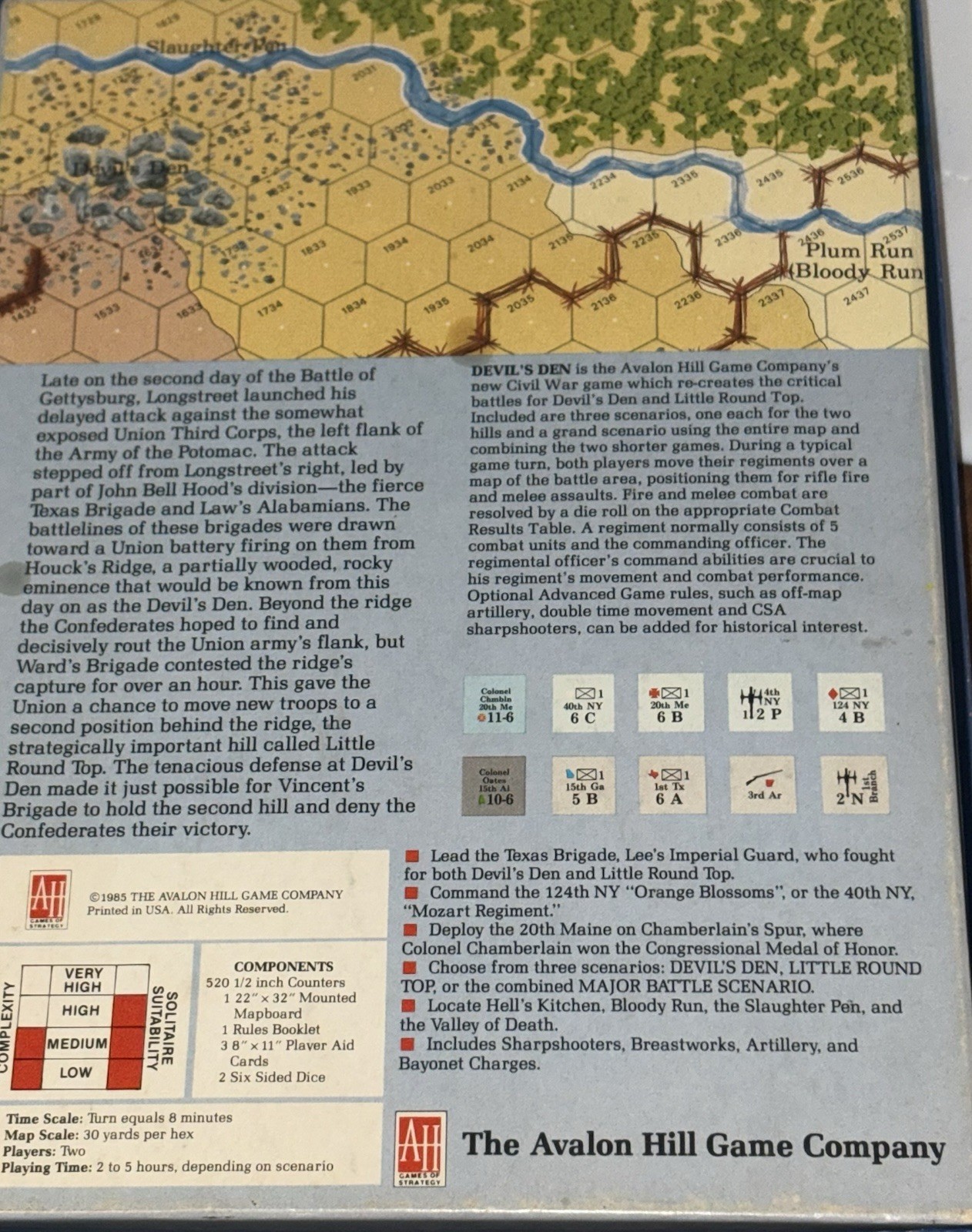 Devils Den American Civil War Game by The Avalon Hill Game Company 1985 Complete