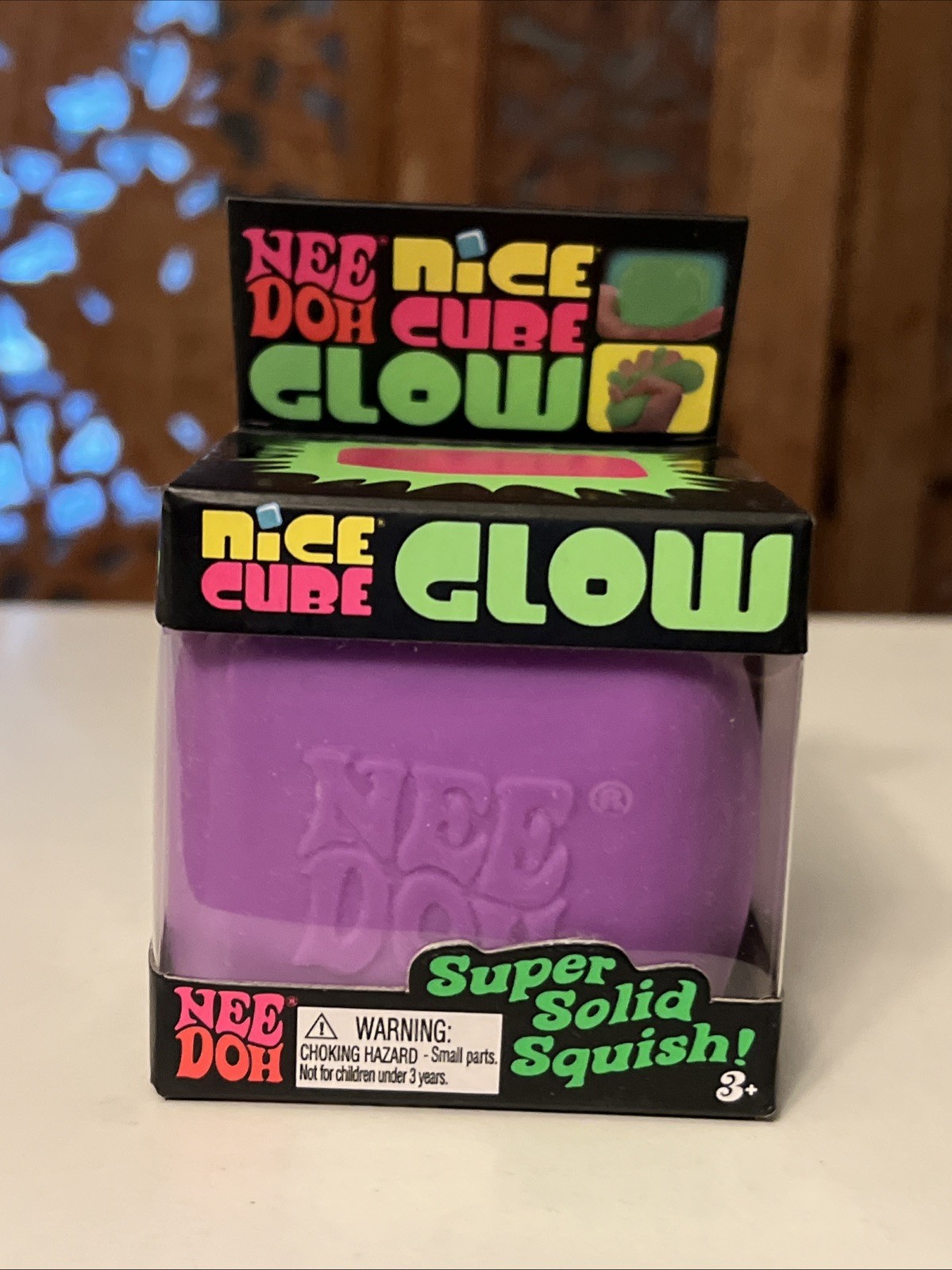 Nee Doh Schylling Needoh Nice Cube GLOW Authentic Toy PURPLE New in Sealed Box