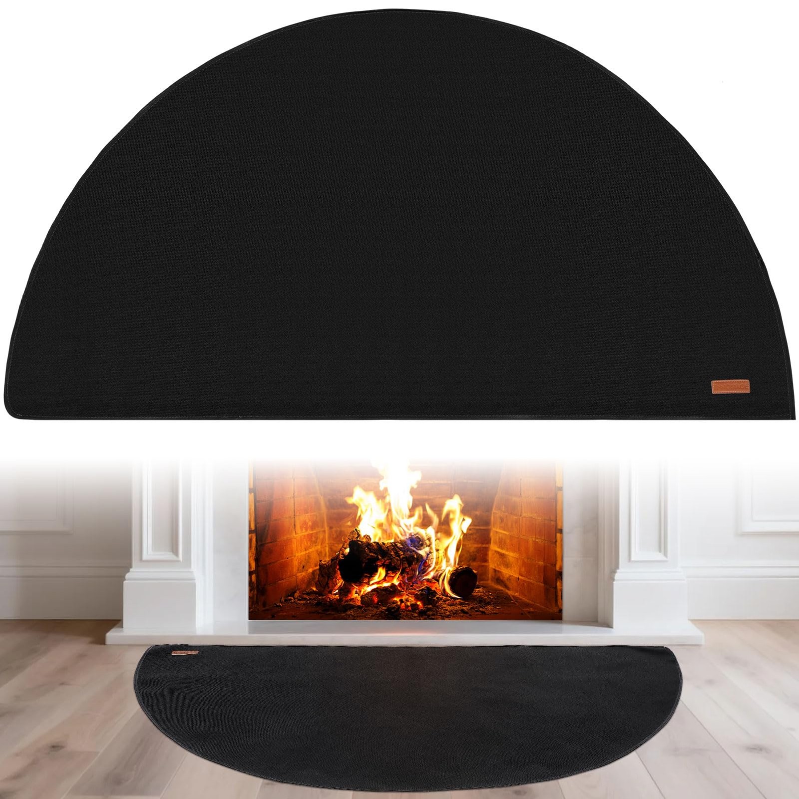Fireplace Rugs Fire Resistant – 32 X 60 X 0.04 Inch Round 5′ (Round), Black