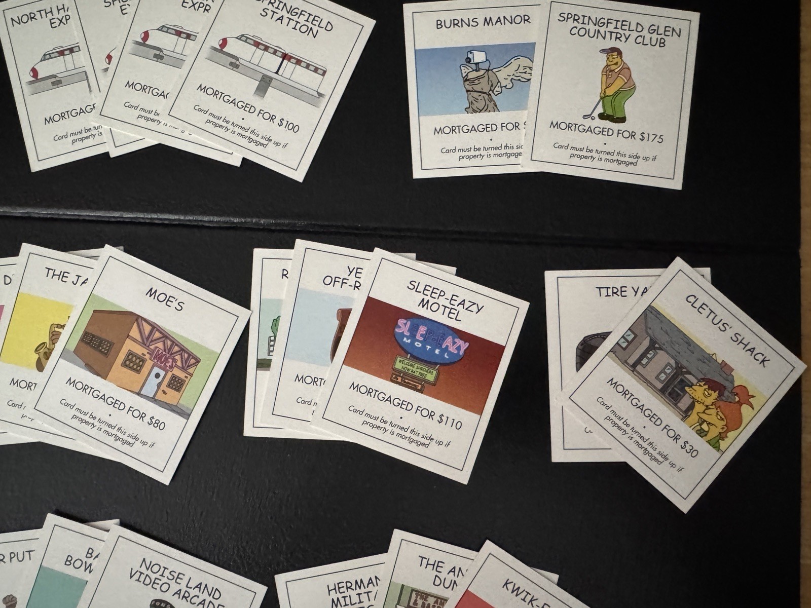 Monopoly The Simpsons 2001 28 Title Deed Replacement Game Cards