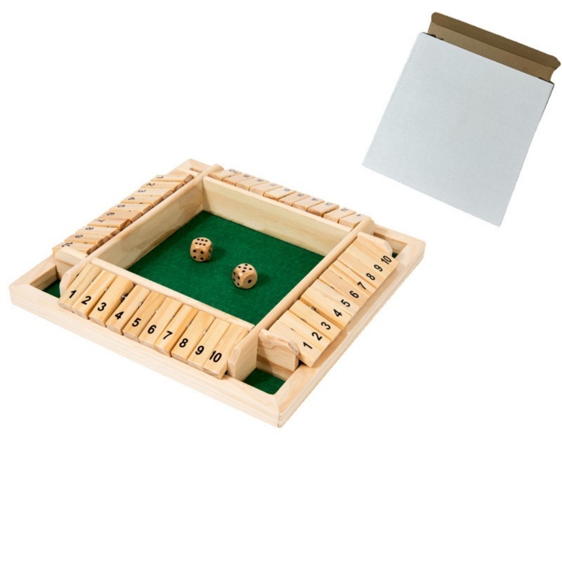 4-Player 10 Number Shut The Box Dice Game. Family Party Porch Pub Bar Board Game