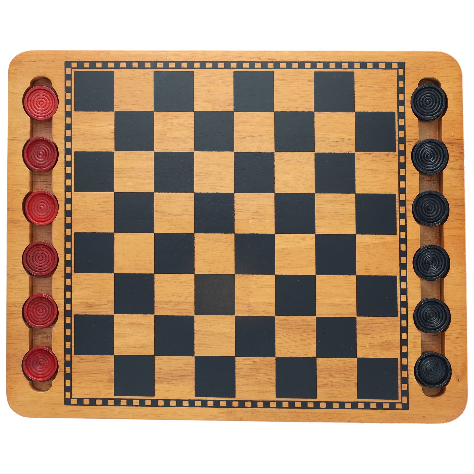 WE Games Traditional Red & Black Checkers Set, Solid Wood Board with Grooves