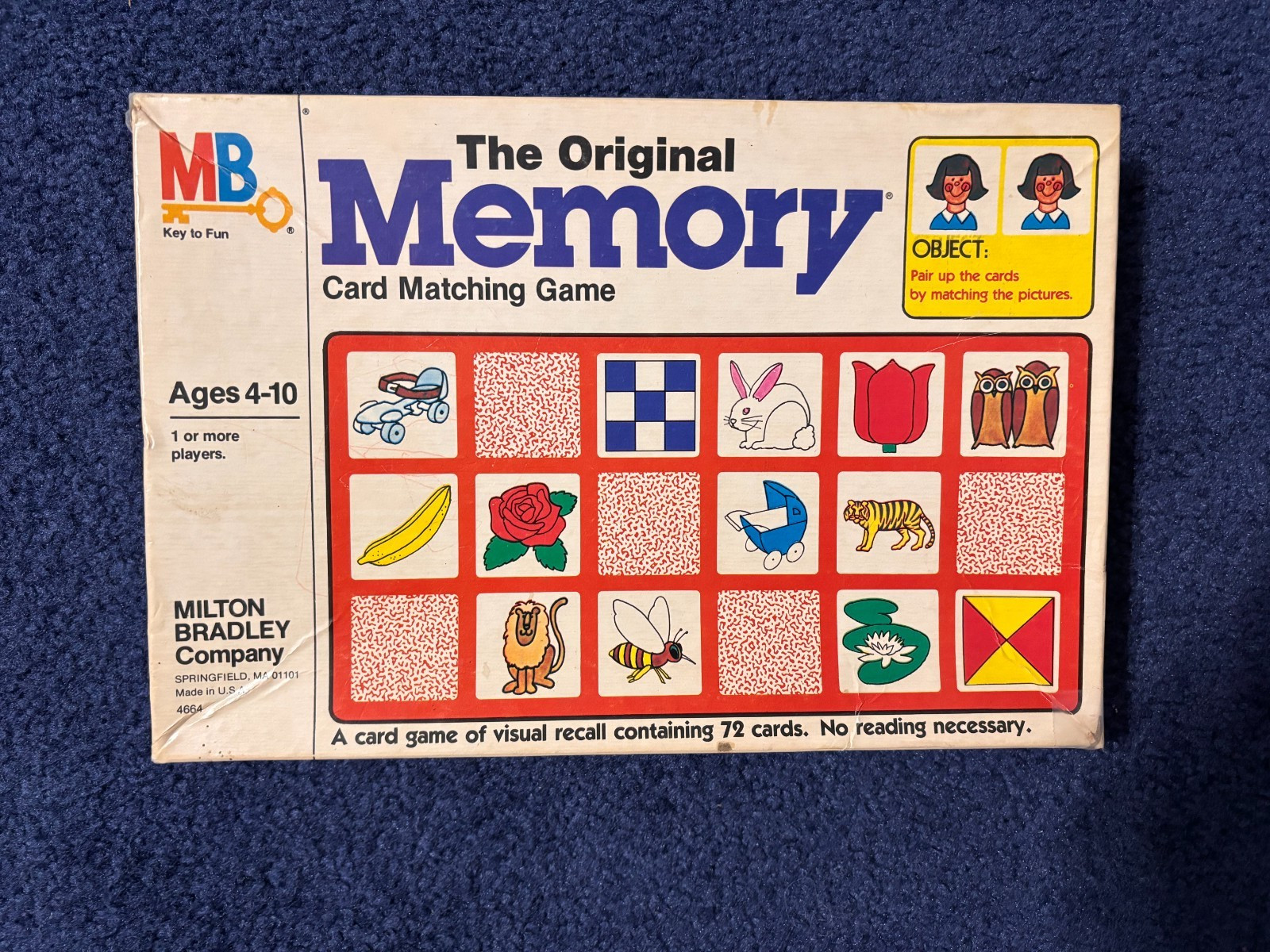 The Original Memory Card Matching Game Milton Bradley 4664 72 CARDS COMPLETE