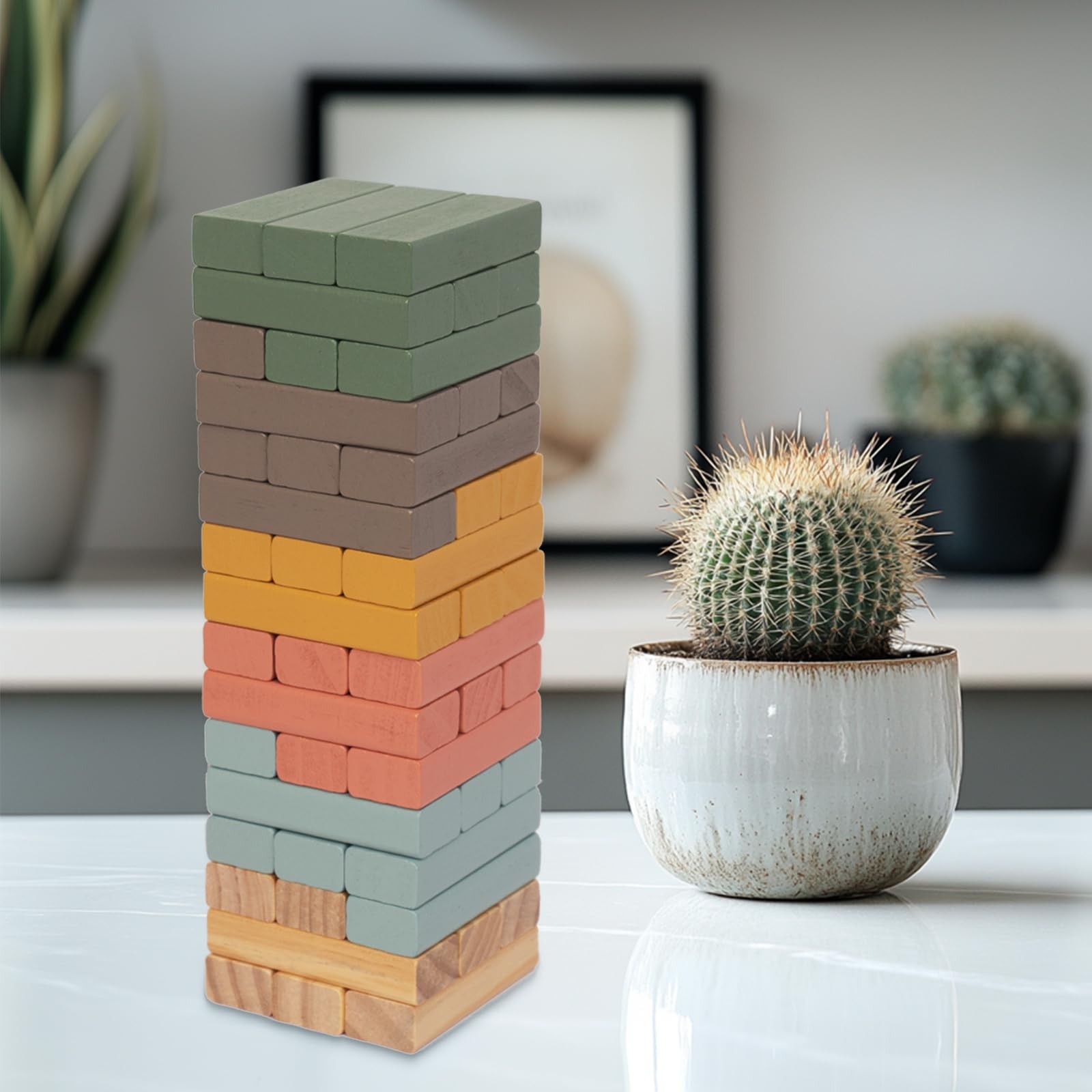 Wooden Blocks Stacking Games, 48PCS Tumbling Stacking Blocks Game for Kids and F