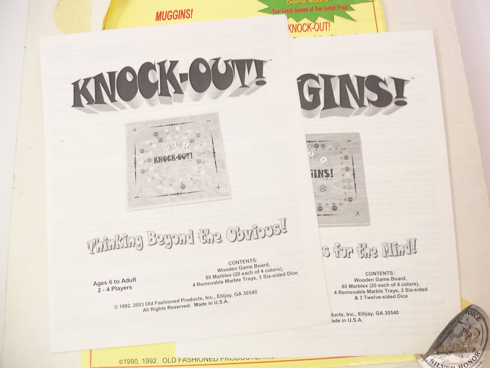 1992 Muggins & Knock-Out Reversible Wooden Mathmatical Board Games