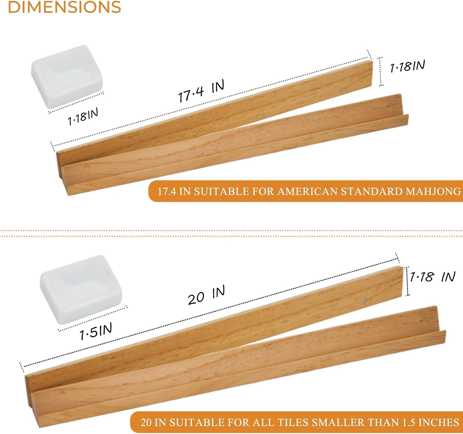 4PCS Wooden Mahjong Racks with Magnetic Pushers 17.4 in Natural Wood