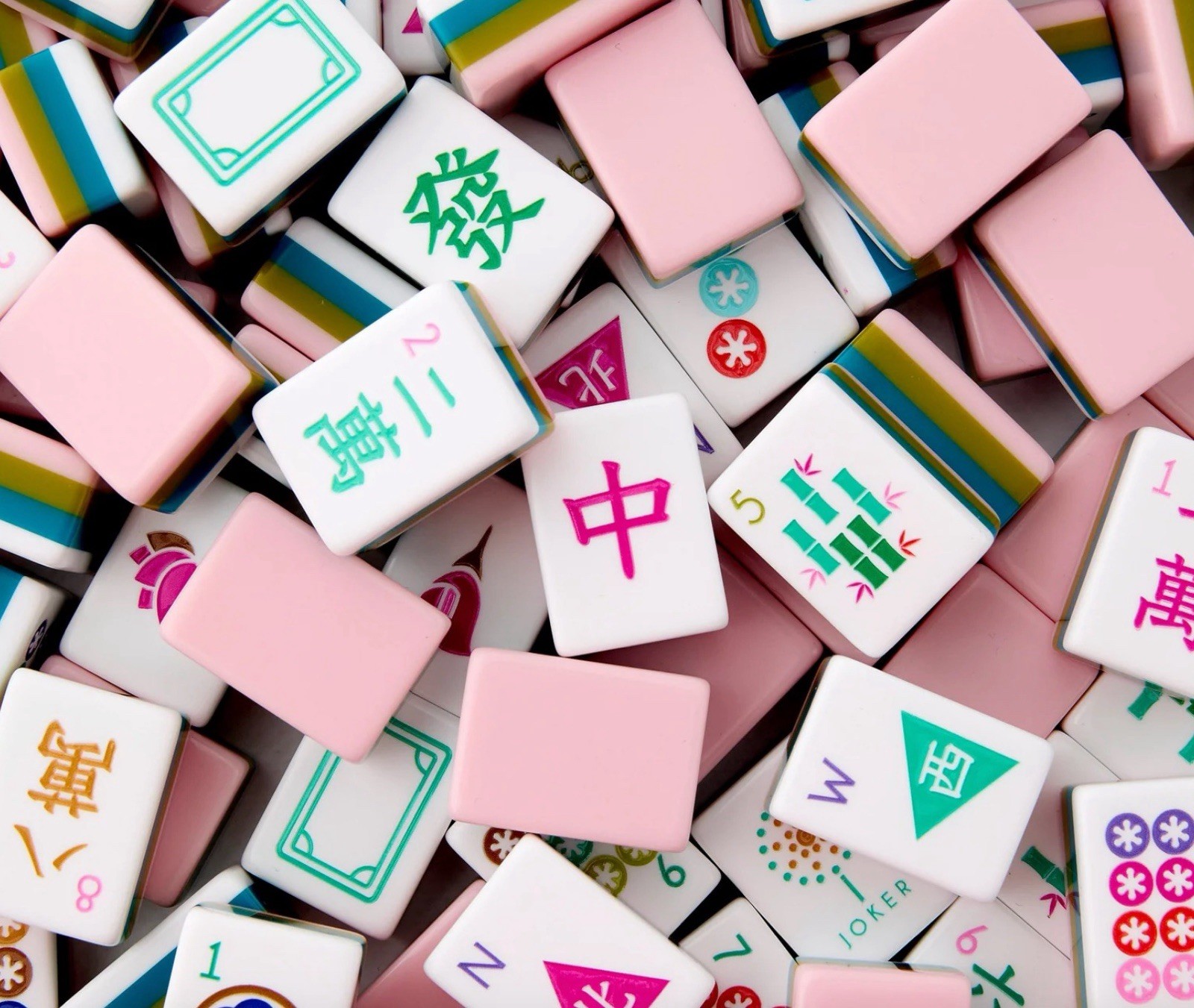 OHMYMAHJONG Mahjong La Fete Tile Game Complete Set w/ Dice and Blanks
