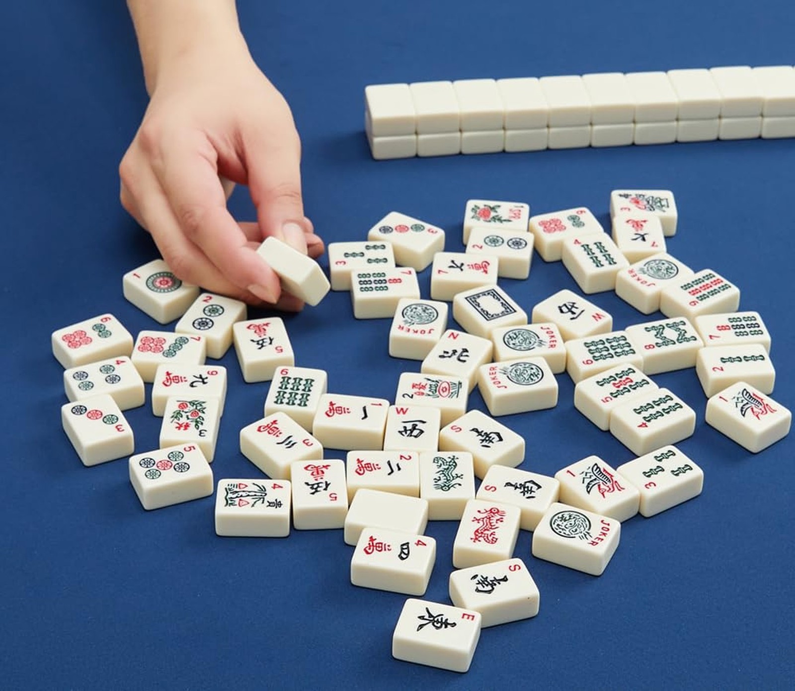 American Mahjong Tiles,166 Quality Ivory Tiles with 3 Golden Dices & Rules In…