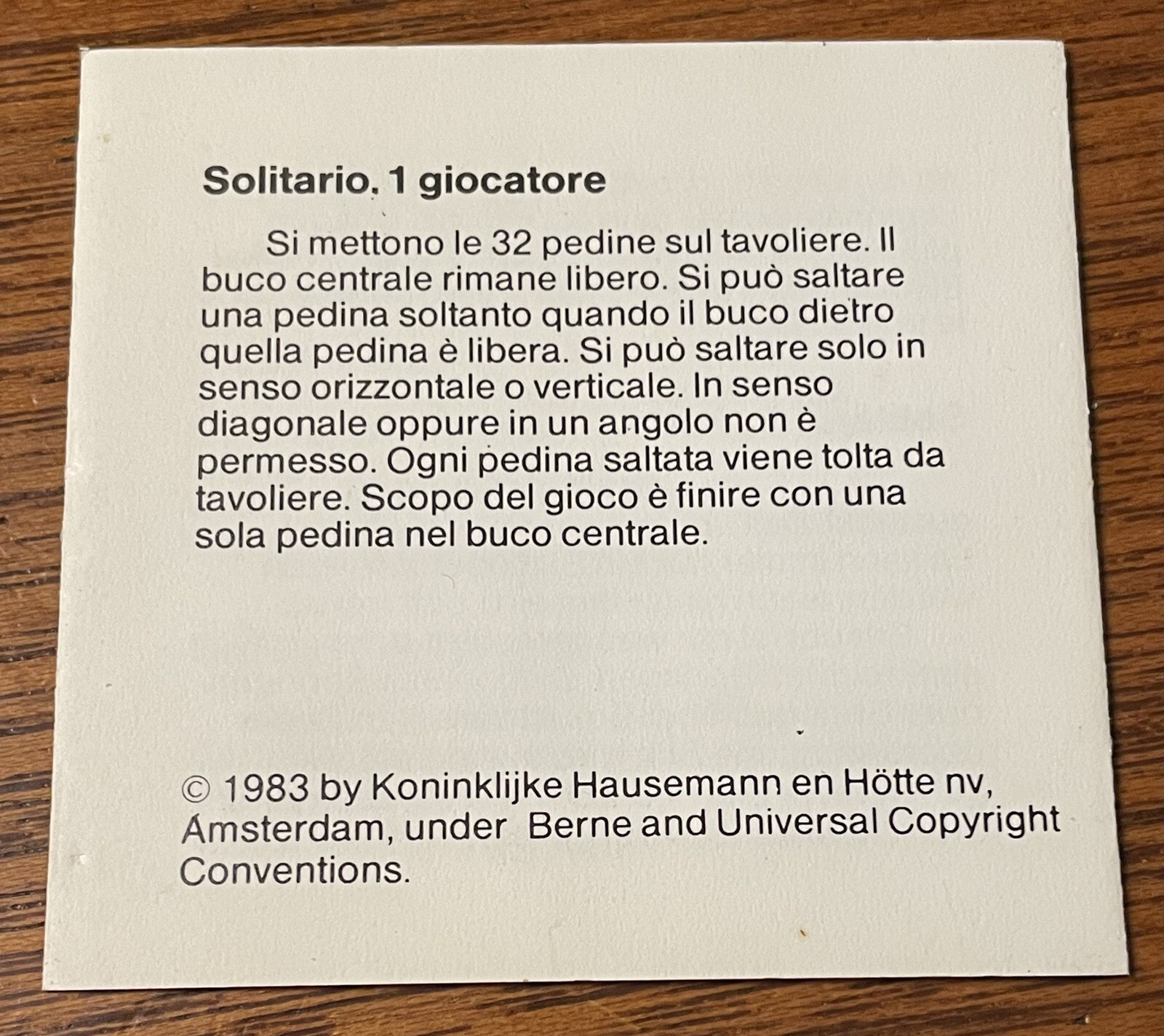 Vintage 1983 JUMBO Mini Play Solitaire Game Made In Germany