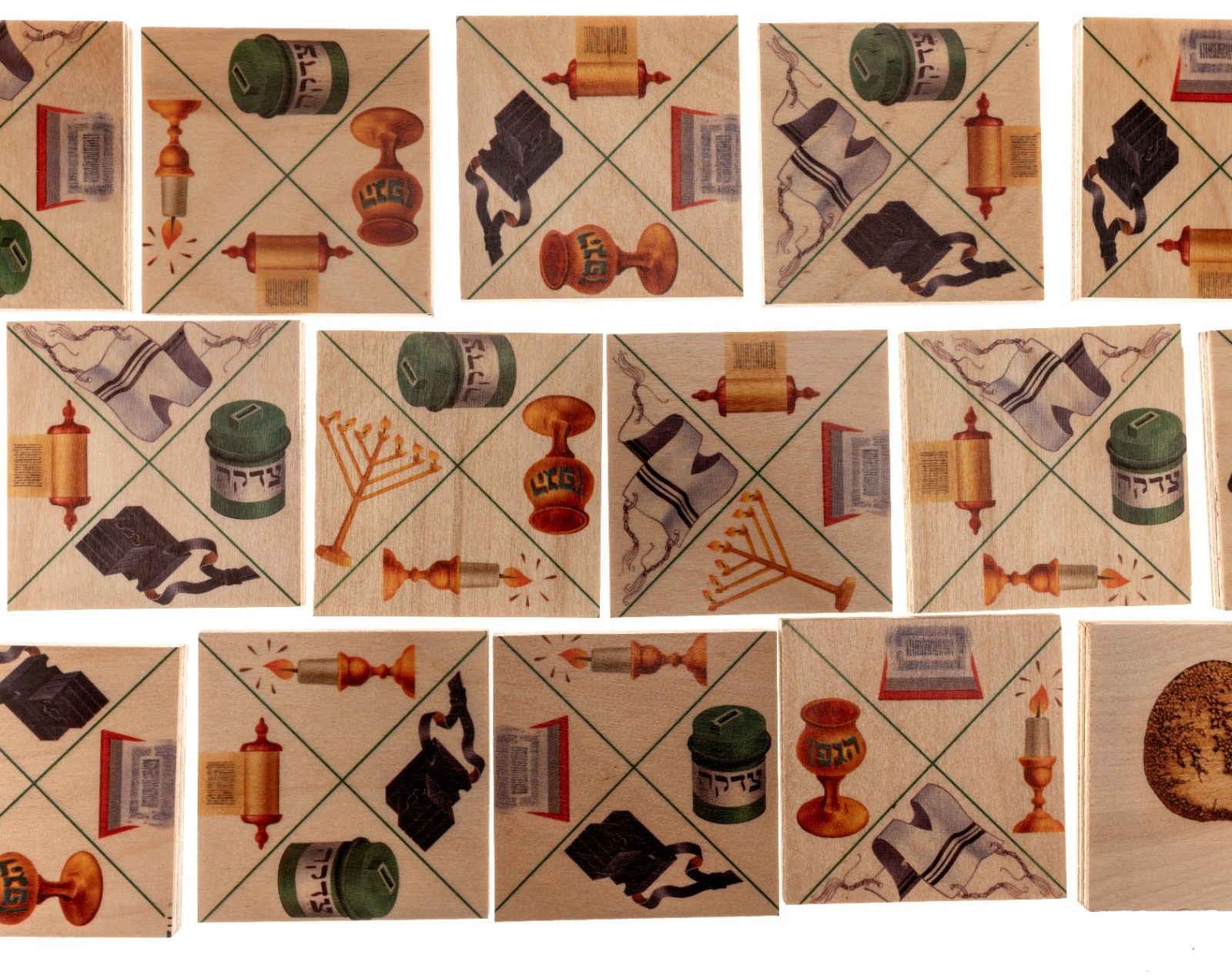 Domino Kadoche 20 Wood Pieces 7x7cm 1990 Attal Sarl Tsippie Toys Made in France