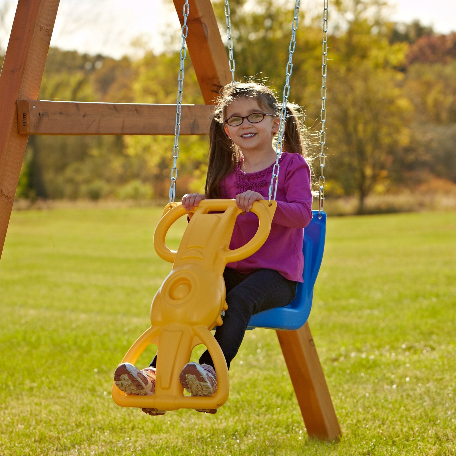 Glider Swing Wind Rider 72 H x 14 W 25 L Yellow Blue WS 4693 Swing-N-Slide