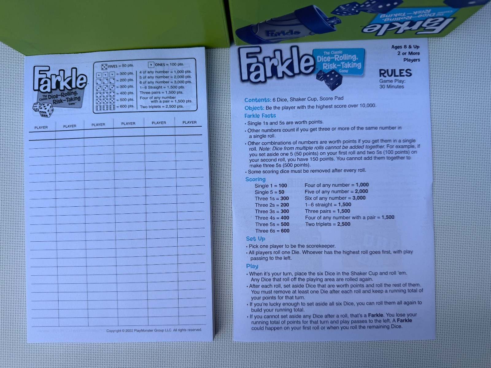 Farkle Classic Dice Game New open box