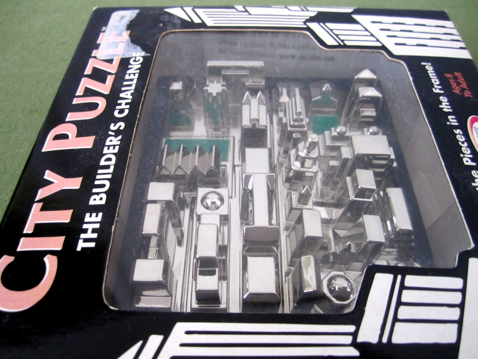 Vintage 2002 Binary Arts CITY BUILDERS CHALLENGE Metal Puzzle Desk Toy Complete