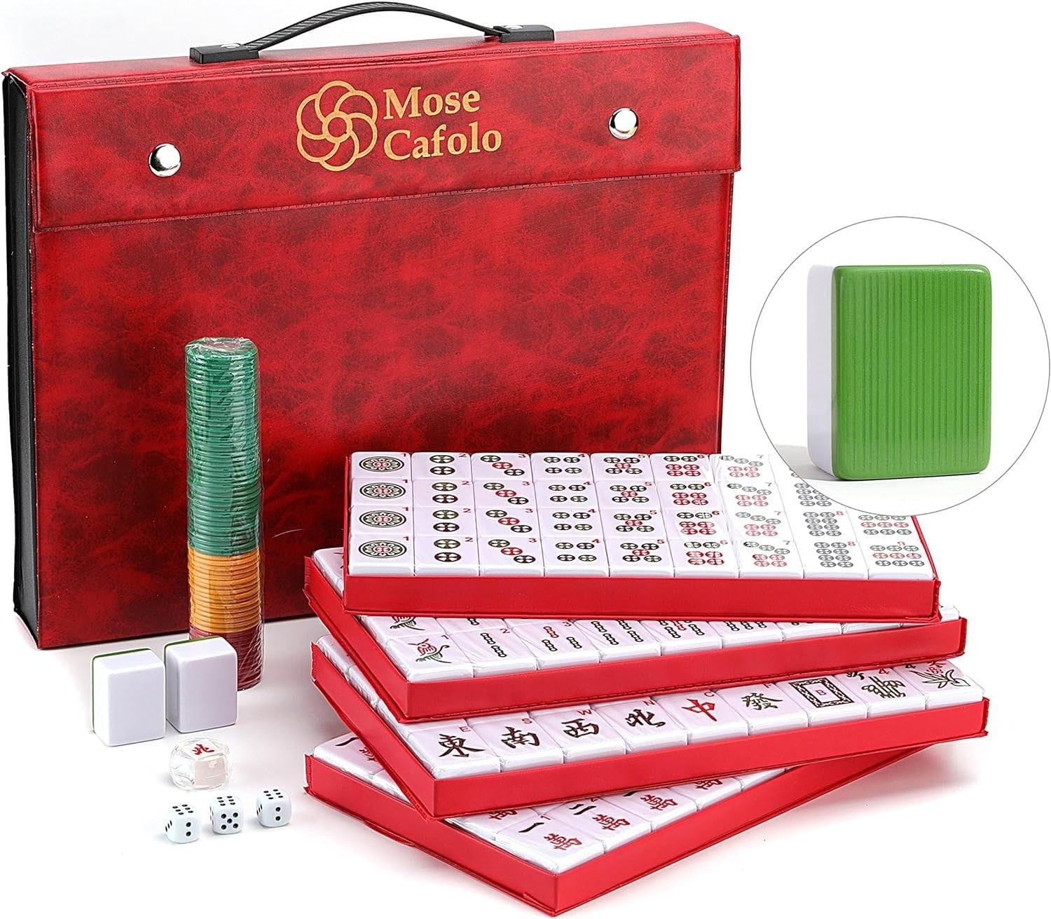 Mose Cafolo Professional Chinese Mahjong Game Set 146 Numbered Large Size Til…