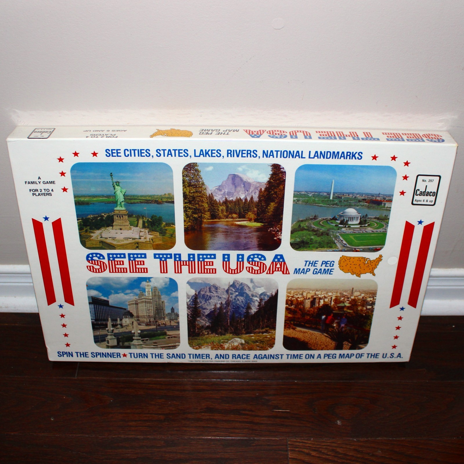 sealed 1984 vintage SEE THE USA The Peg Map Game Cadaco geography Americana #257