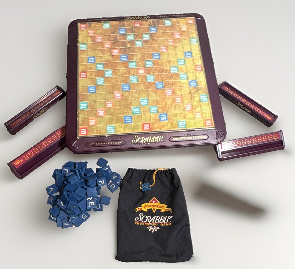 Scrabble 50th Anniversary Collector’s Edition 1988 Complete Board Game NO BOX