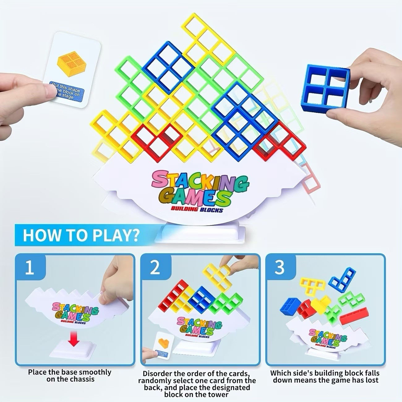 Tetra Tower Balance Game – 48PCS 3D Stacking Puzzle Blocks Educational STEM Toy