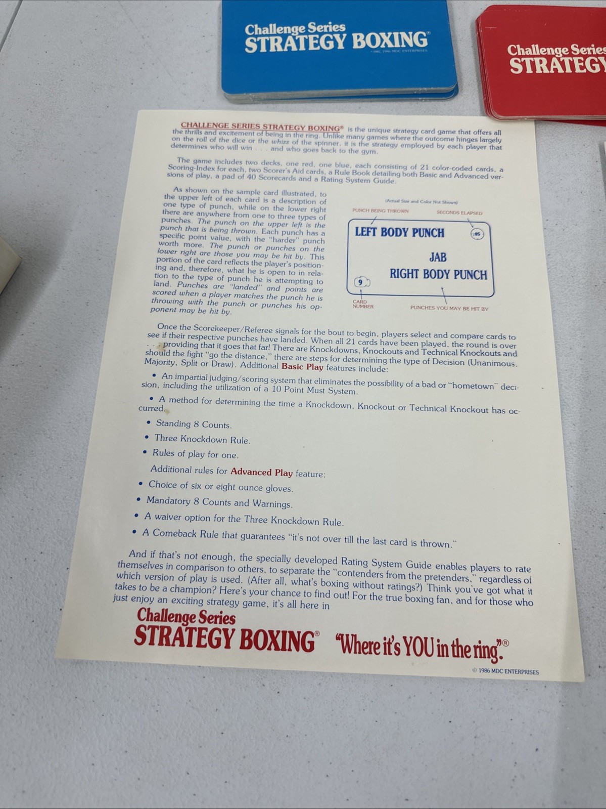 Challenge Series STRATEGY BOXING Card Game – Complete