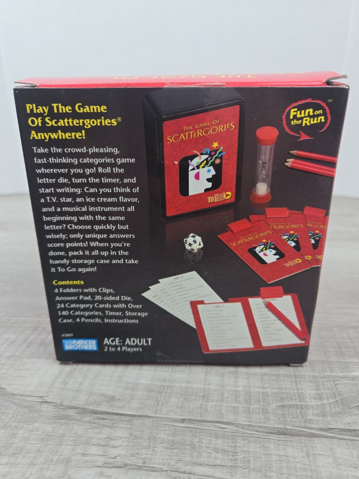 The Game of Scattergories To Go! Parker Brothers