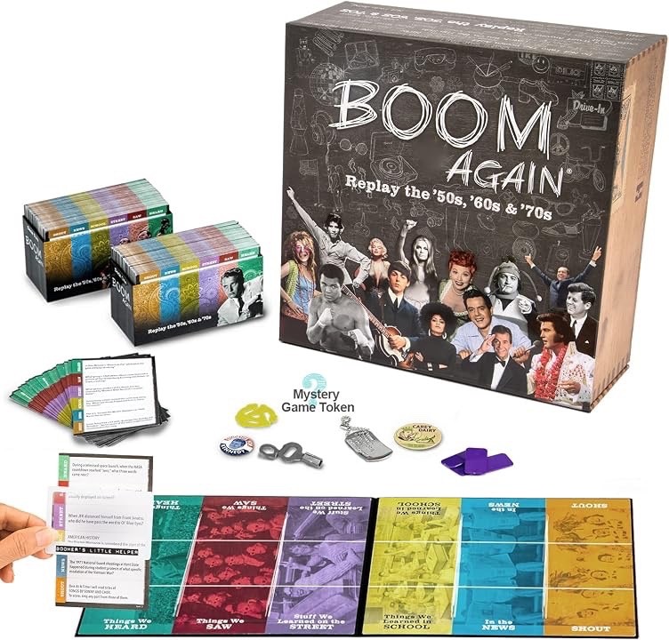 Boom Again Party Trivia Board Game Replay 50s 60s 70s Baby Boomer Card Set New