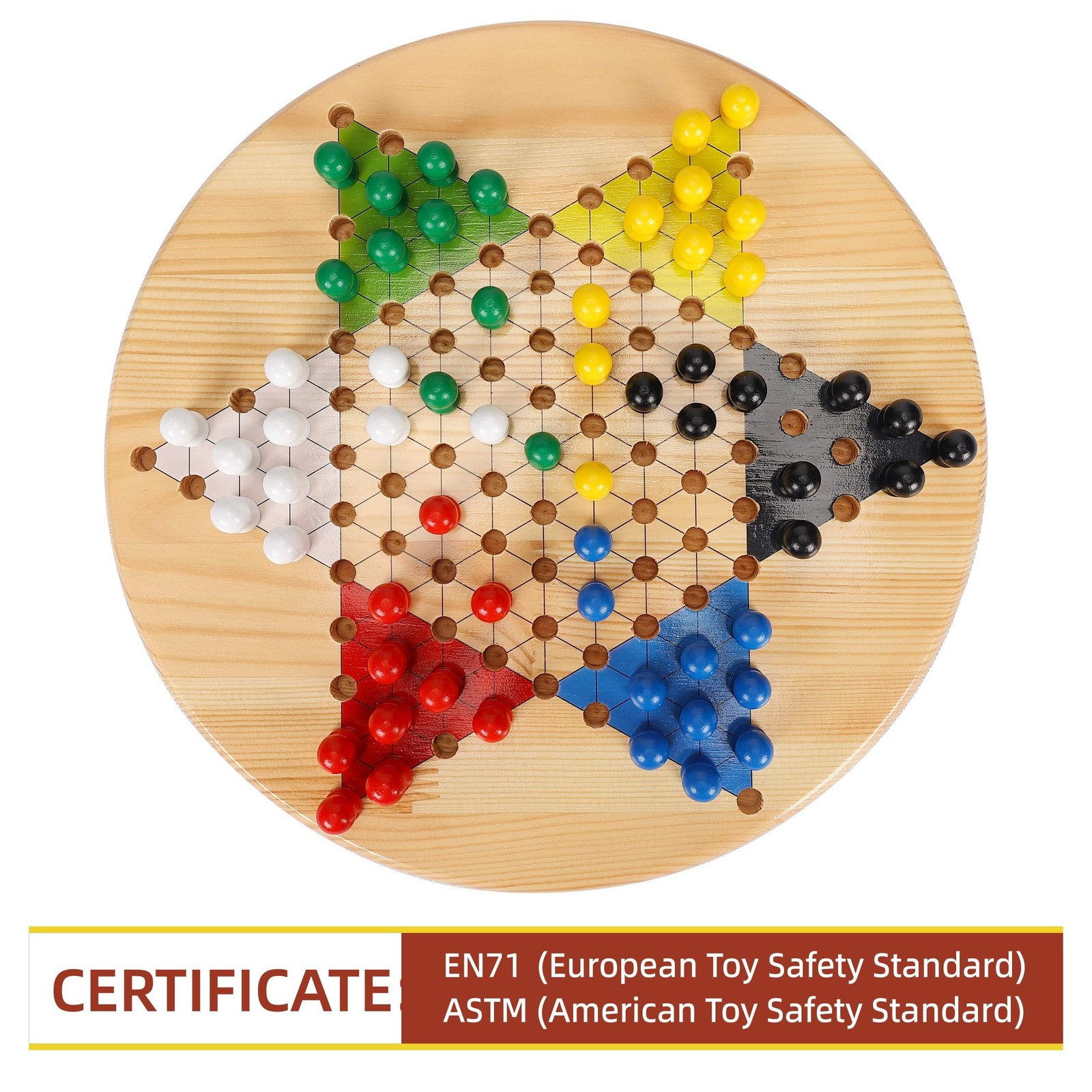 Chinese Checkers Board Game, 11.5 Inches Game Board Set – Premium Solid Wood …