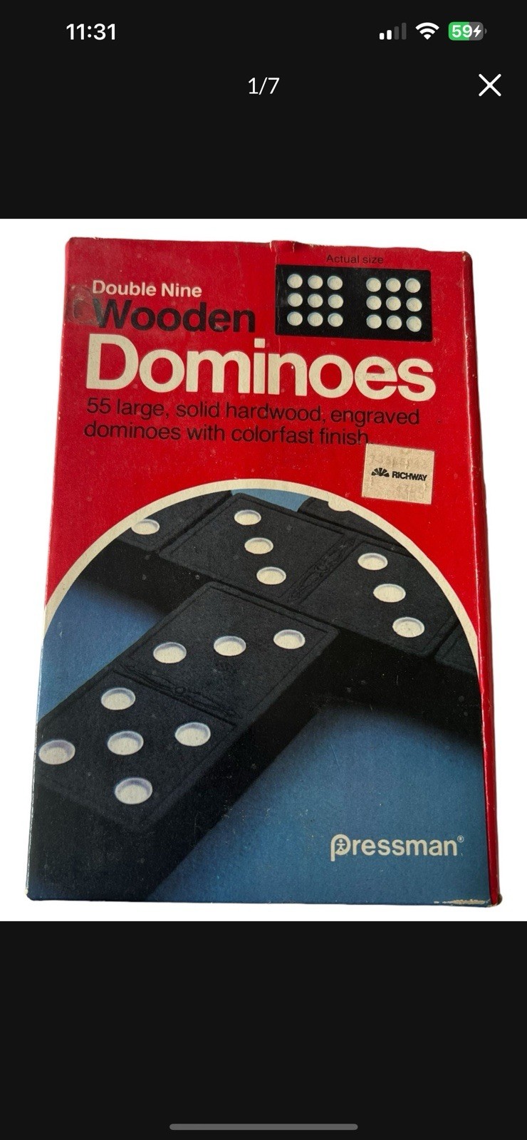 Pressman Wooden Double Six Dominoes Multiple Player Game (1983)