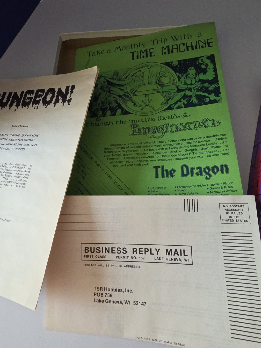 Vintage 1975 TSR Games – Dungeon Board Game – Meggary – Read Description