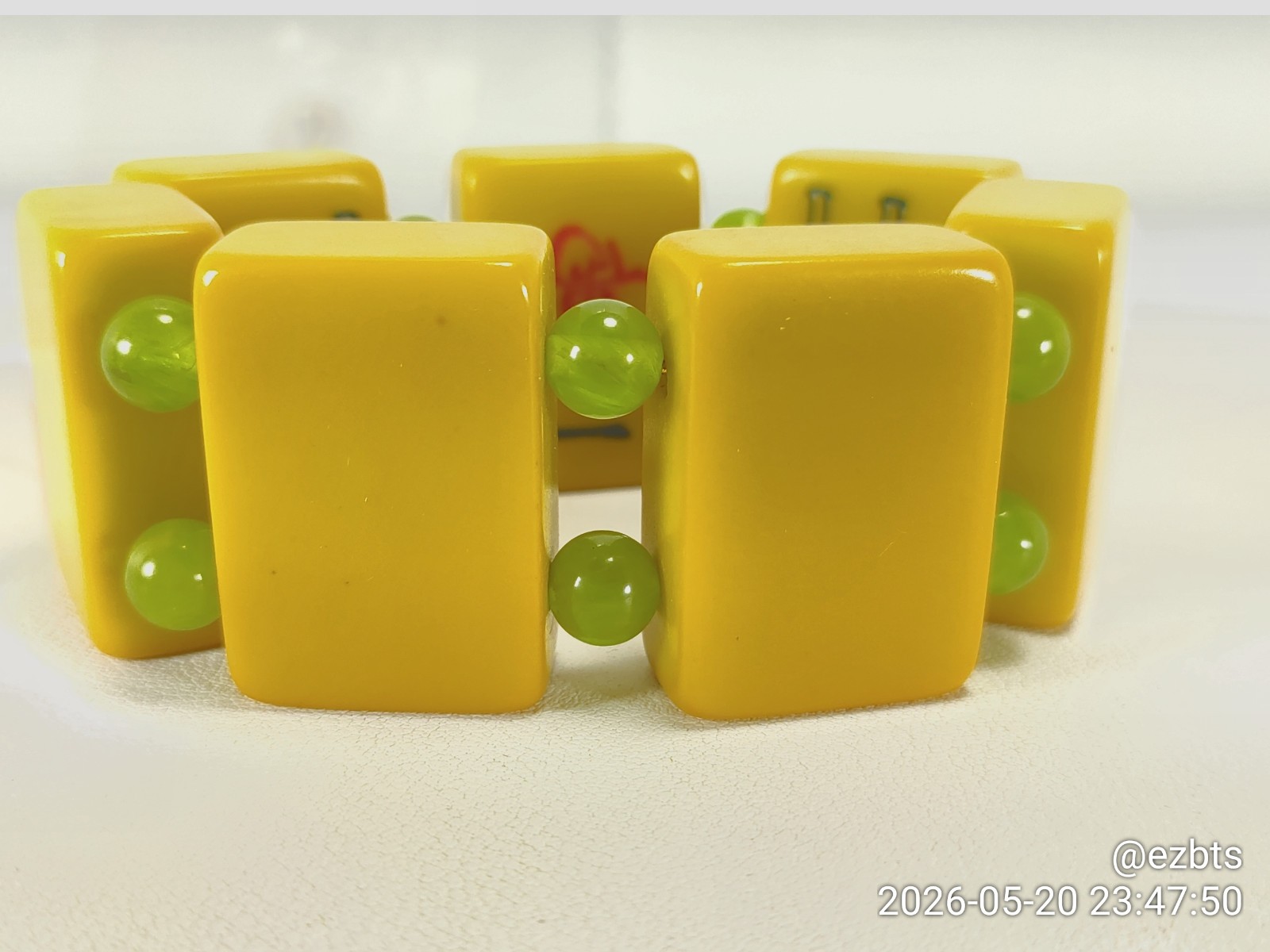 Green Glow ALL Bakelite Catalin MahJong Mah Jongg tiles Champion Bracelet