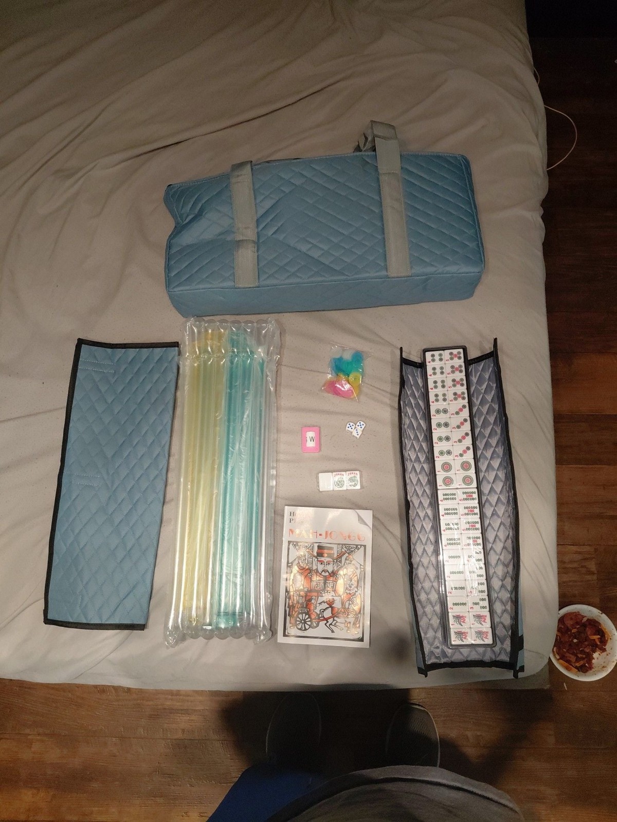 Mose Cafolo American Mahjong Set with Quilted Soft Bag, Tiles, and All-in-One Ra