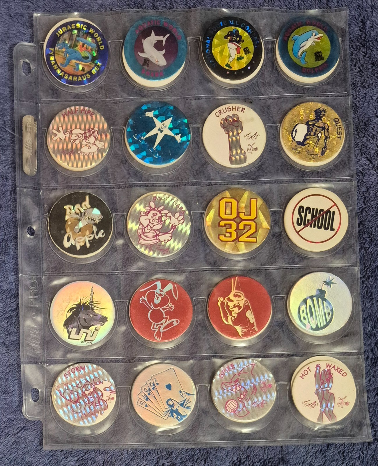 POGS LOT 229 TOTAL IN POCKET PAGES + TRAPPER KEEPER BINDER JOTS SNAPS CAPS