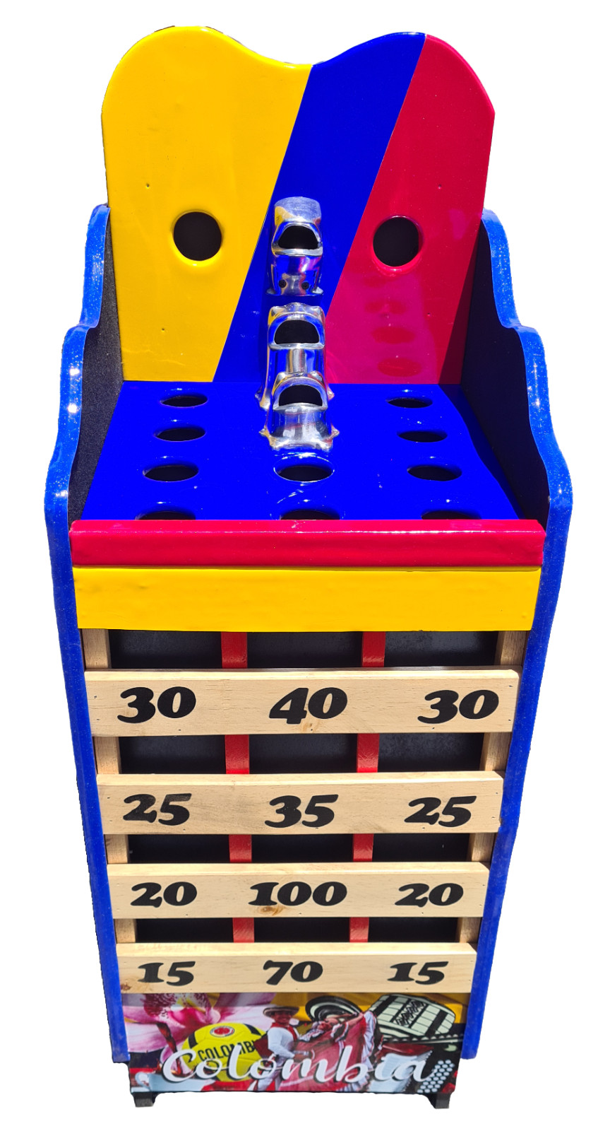 Juego de Sapo Rana Desarmable Colombia Con Argollas y Tablero de Puntuación