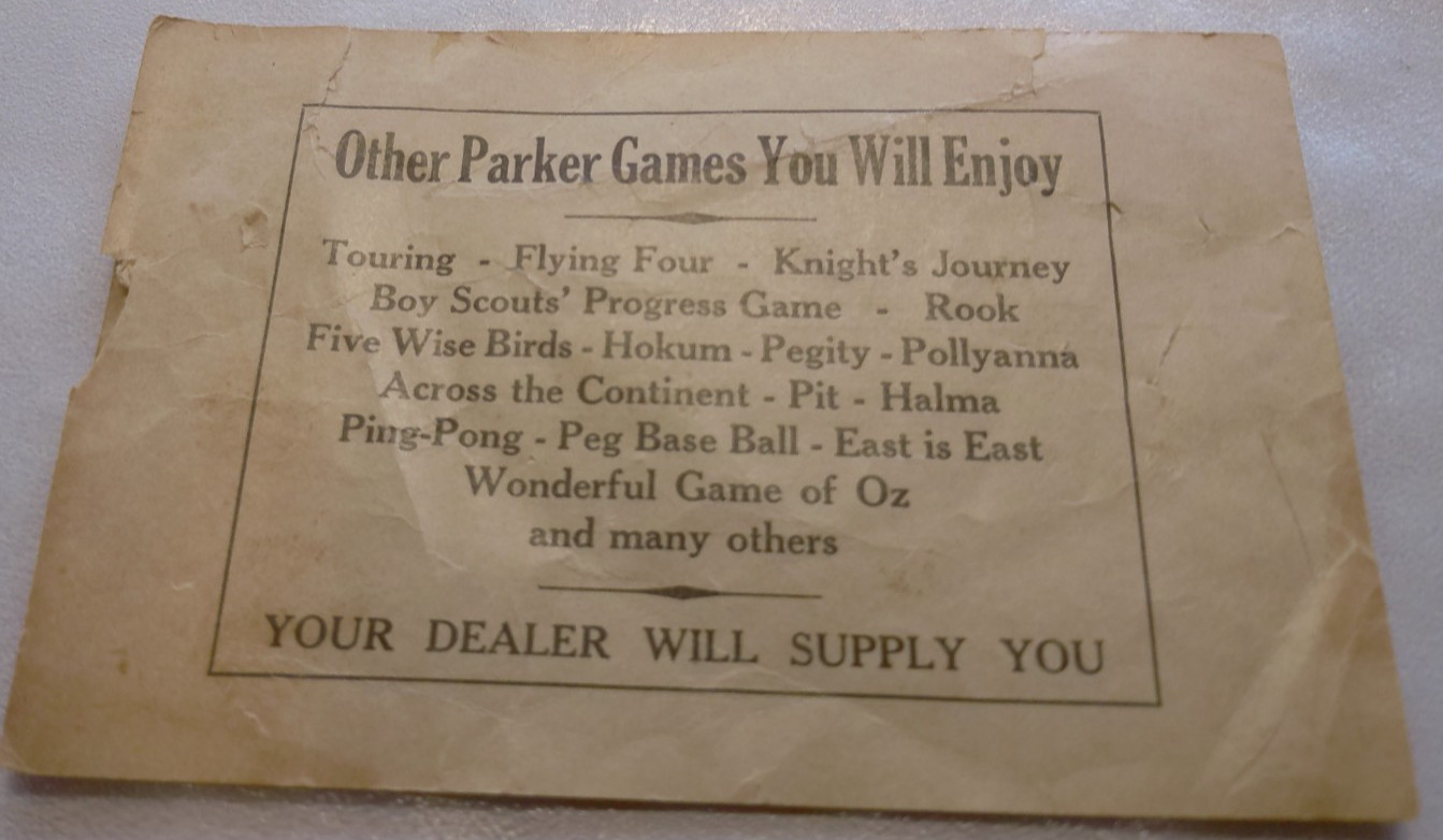 EARLY 1900’S VINTAGE INSTRUCTIONS FOR PARKER BROTHERS’ ANAGRAMS & LETTERS GAME
