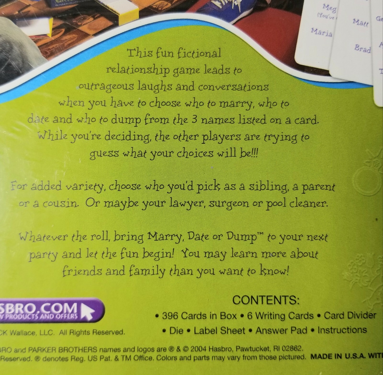 Parker Brothers Marry Date or Dump Board Game 2004 New Factory Sealed Box