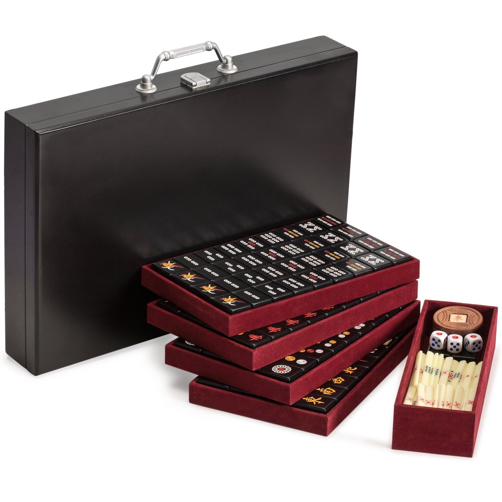 Yellow Mountain Imports Chinese Mahjong Game Set, Jet Set – with 148 Small-Si…