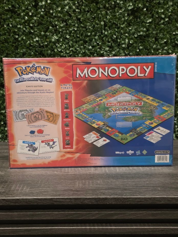 Monopoly Pokemon Kanto Edition Board Game with 6 Metal Tokens – New Sealed