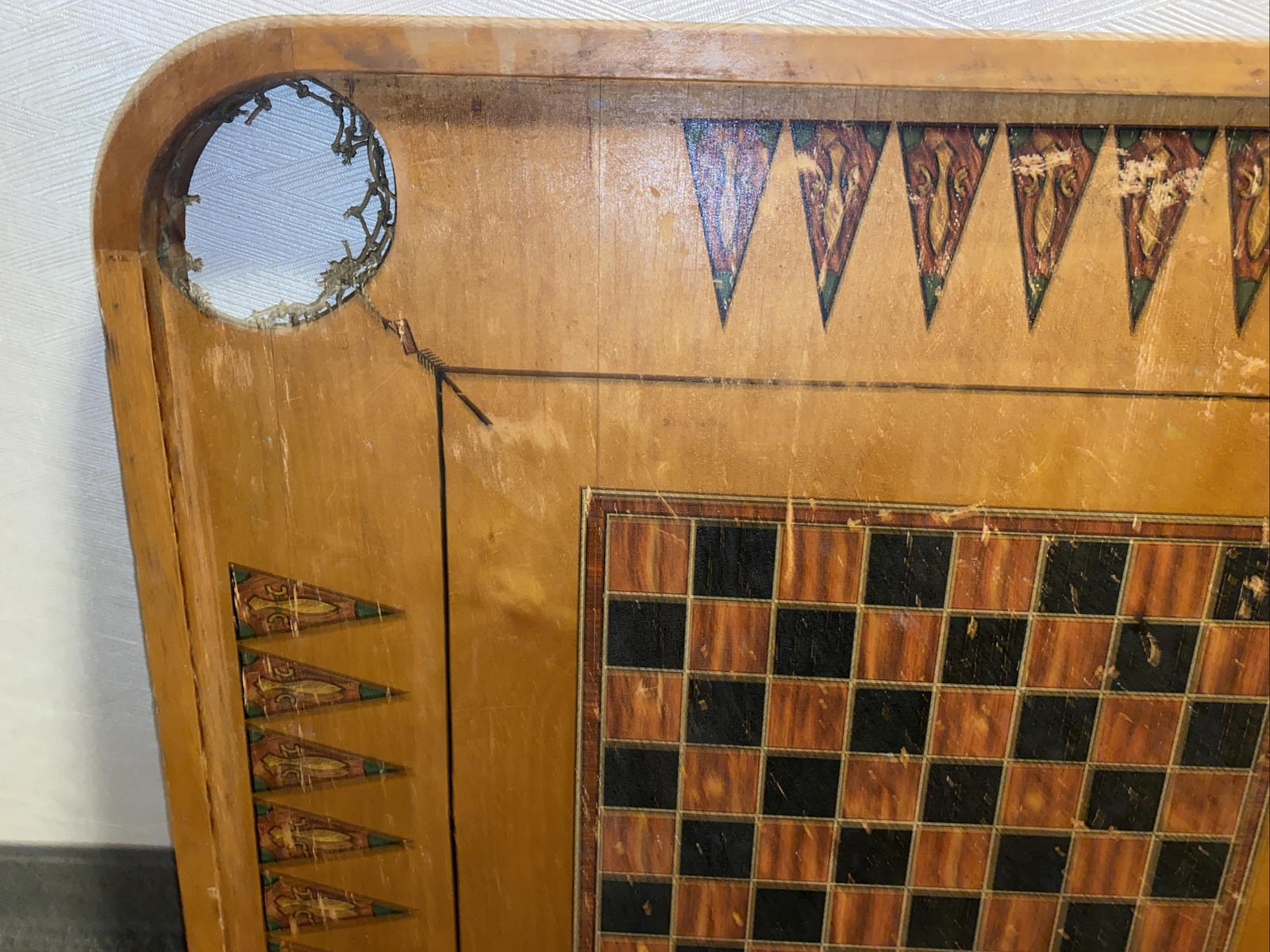Antique 1913 Archarena Wood Game Board With game Pieces Great Wall Decor